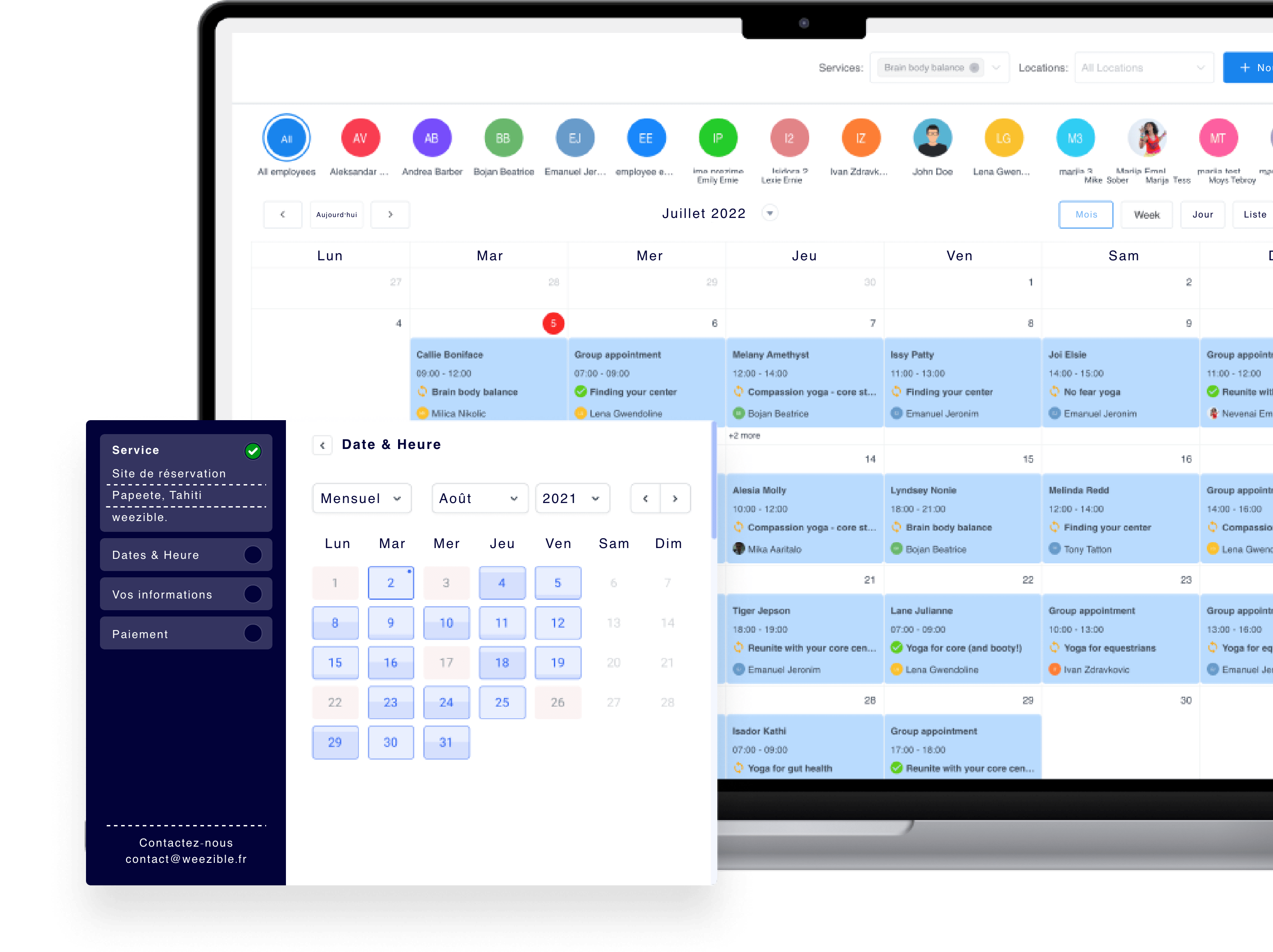 mockup booking module weezible Tahiti